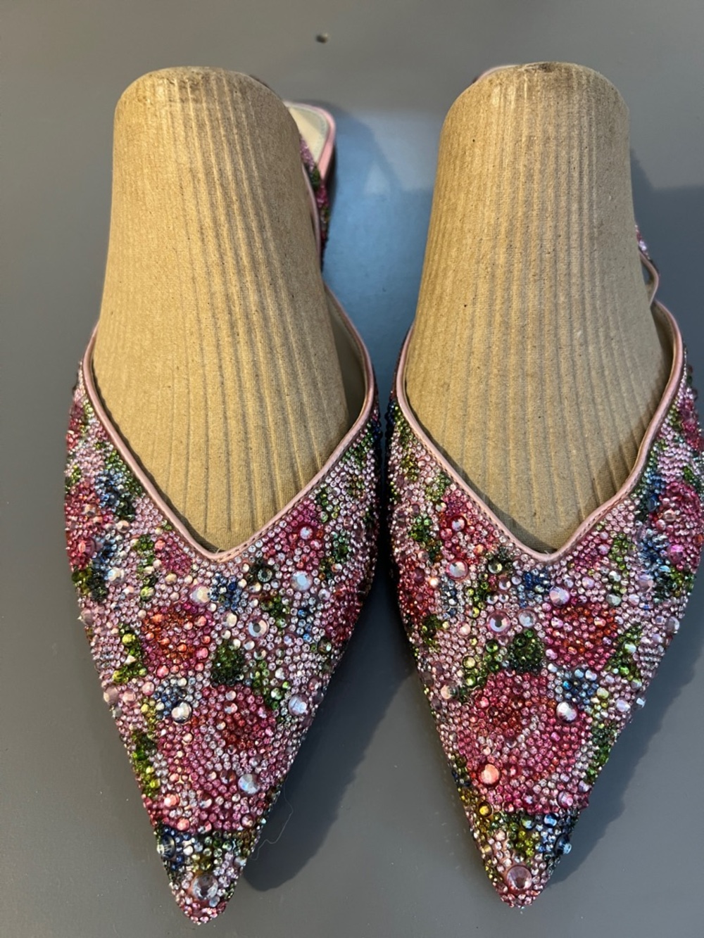 Betsey Johnson Pink Multicolor Beaded Pointed Slingback Flats - Picture 7 of 8